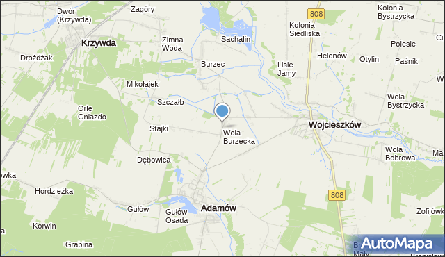 mapa Wola Burzecka, Wola Burzecka na mapie Targeo